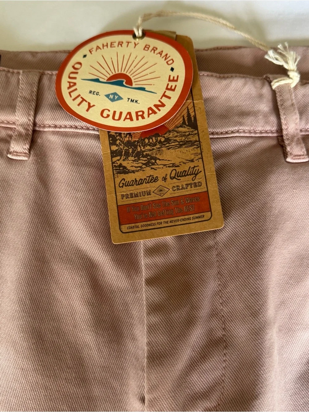 Faherty Brand Cosstline Men’s Chino Short Spring Quartz Size 32/8” Inseam NWT